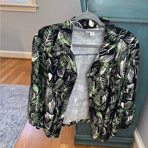 Dressbarn Black and Green Leaf Pattern Jacket